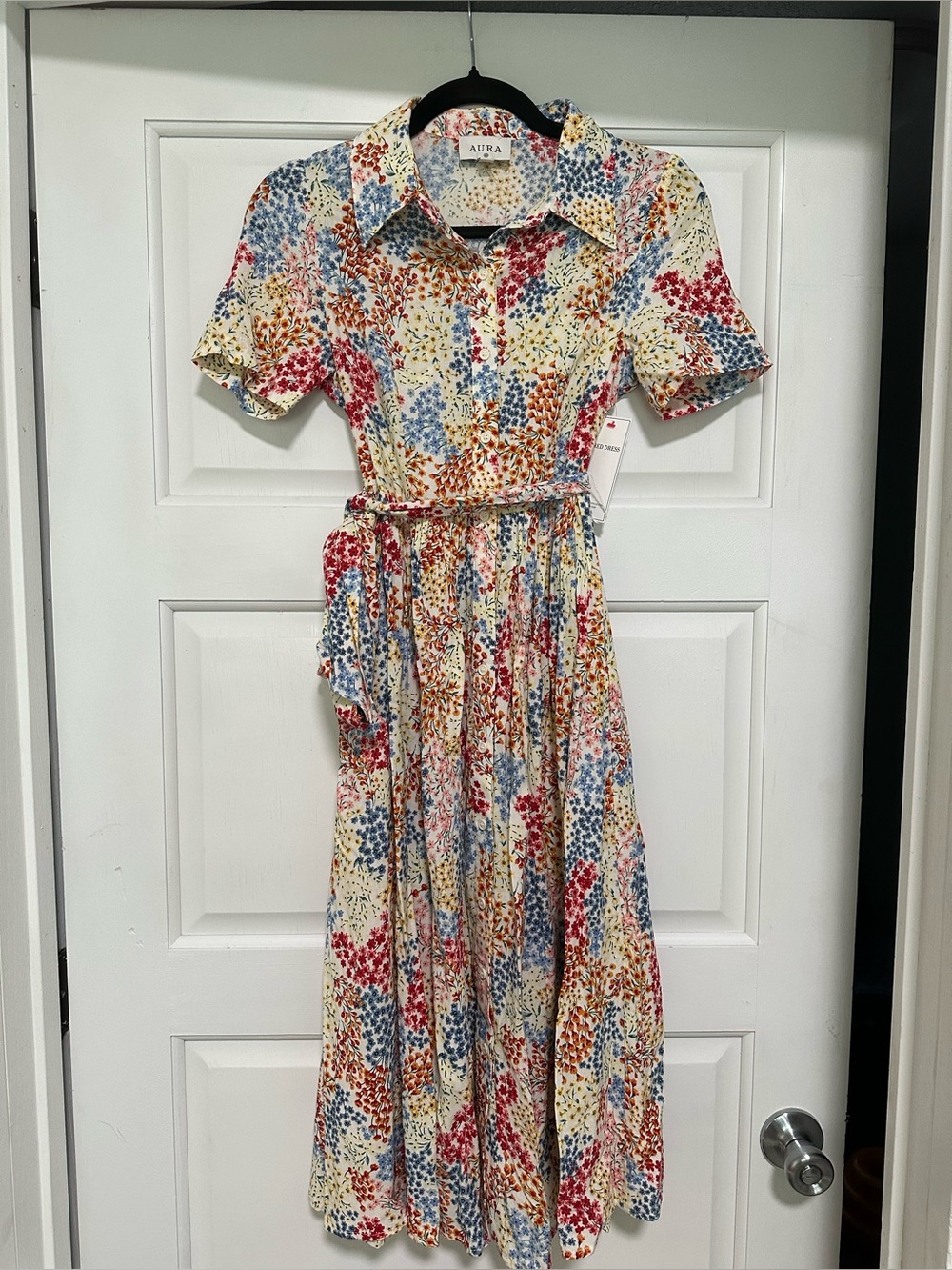Aura Multicolor Floral Maxi Shirt Dress